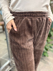 Chocolate Chenille Textured Trousers Mia