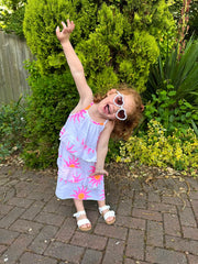 White Bubble Cotton Sun Print Dress Tabby