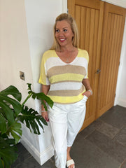 Lemon Shimmer Stripe Knit Harlow