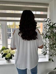 White Diamante Cold Shoulder Top Suzie