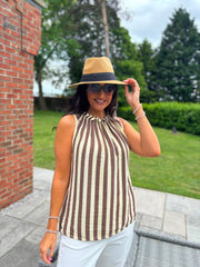Lemon Striped Sleeveless Top Tiana
