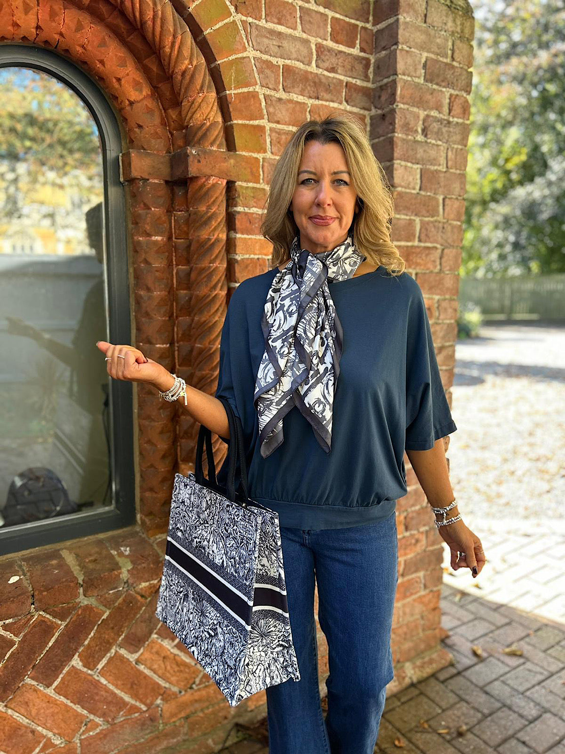 navy batwing top