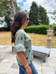 Khaki Polka Dot Top Amber