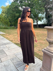 Chocolate Bandeau Towelling Dress Natasha