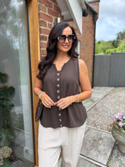 Chocolate Flower Detail Vest Nina