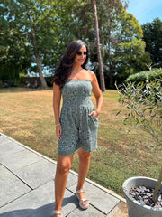Khaki Bubble Cotton Paisley Playsuit