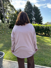 Pink Fringed Neck Top Donna