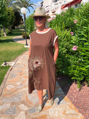 Chocolate Applique Flower Dress Dora