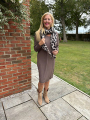 Mocha Ribbed Long Sleeve Dress Rhianna