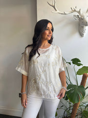 Stone Shimmer Embroidered Top Petra