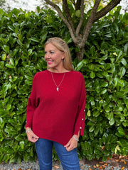 Wine Sleeve Detail Knit Top Julia