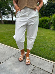 White Barrel Leg Trousers