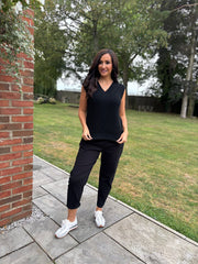 Black V-Neck Knitted Vest Evelyn