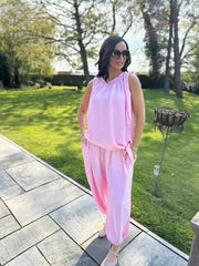 Pink Sleeveless Tie Detail Co-Ord Ashley