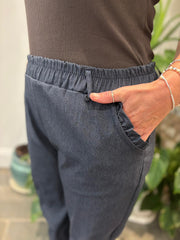 Denim Look Frill Pocket Trousers Sasha