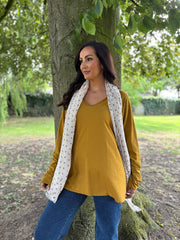 Mustard Fringed Neck Top Donna