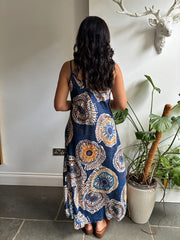 Navy Patterned Dress Odette