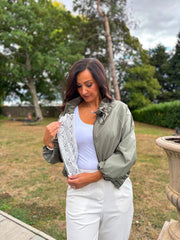 Khaki Lace Lined Jacket Harlow