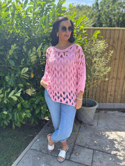 Pink Wave Open Knit Jumper Marian