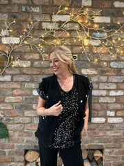 Black Soft Fringed Waistcoat Selma