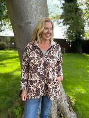Chocolate Brushed Leopard Jacket Simone
