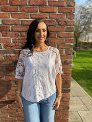 Stone Floral Lace Broderie Top Myla