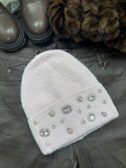 Stone Gem Detail Beanie Hat