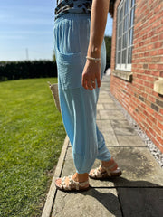 Blue Bubble Cotton Trouser Set Jasmine