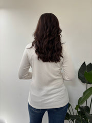 White Ribbed Long Sleeve Top Emma