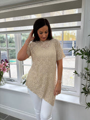 Mocha Textured Asymmetric Mesh Top Suzette