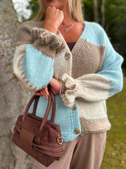 Blue Block Stitch Cardigan Edie