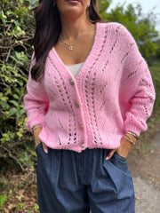 Pink Chunky Knit Cardi Gail