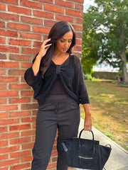 Black Gathered Loose Knit Paige