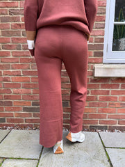 Chocolate Drawstring Knitted Trousers Ophelia