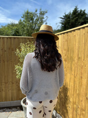 Grey Gathered Loose Knit Paige