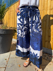Navy Coastal Palm Trousers Naomi