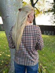 Chocolate Checked Drawstring Top Miranda
