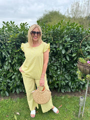Yellow Gingham Frill Sleeve Set Evie