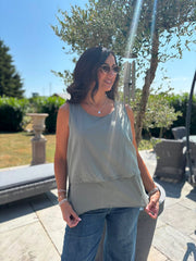Khaki Layered Sleeveless Top Kaitlyn