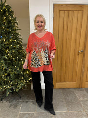 Red Xmas Tree Shimmer Top Robyn