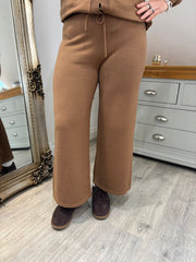 Camel Drawstring Short Knitted Trousers Georgina