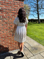 White Tribal Embroidered Dress Margo