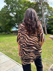 Camel Tiger Print Knit Dress Delilah