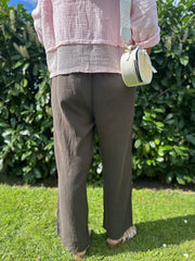 Chocolate Bubble Cotton Trousers