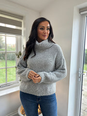 Grey Drop Shoulder Roll Neck Riley