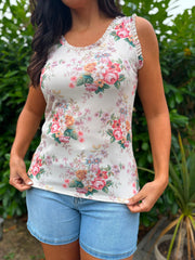 Stone Vintage Floral Ruffle Vest Yasmin