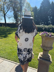 Black Medallion Palm Dress Janey