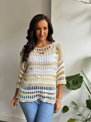 Lemon Premium Striped Loose Knit Shona