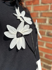 Black Applique Floral Knit Tanya