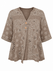 Mocha Paisley Bubble Cotton Top Quinley
